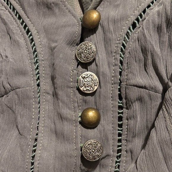 Hazel Charcoal Ruffled Button-Up Blouse - Picture 5 of 5